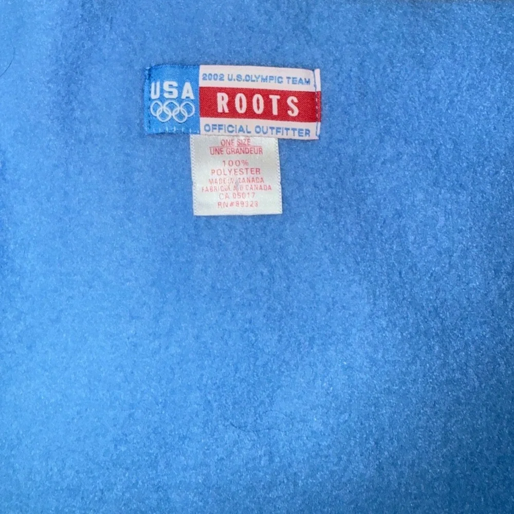 Roots Scarf Unisex OS Blue Good 2002 USA Olympic Team Fleece Embroidered Vintage